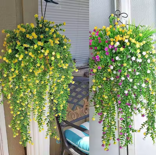 Artificial Hanging Vine Set – Eucalyptus Camellia for Home, Garden & Parties