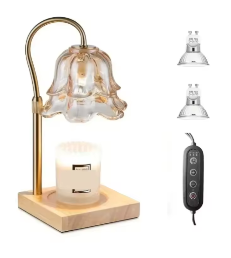 Elegant Flower Candle Warmer Lamp – Timer, Adjustable Height, 2 Bulbs – Ideal Gift for Mom, Birthday or Home Décor