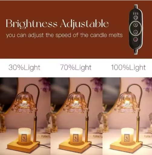 Elegant Flower Candle Warmer Lamp – Timer, Adjustable Height, 2 Bulbs – Ideal Gift for Mom, Birthday or Home Décor