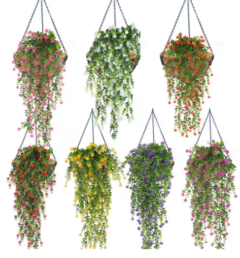 Artificial Hanging Vine Set – Eucalyptus Camellia for Home, Garden & Parties
